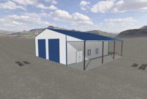 A 3D depiction of a metal frame building in Nevada 